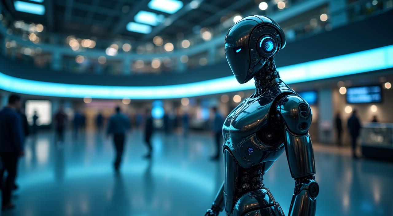 未来的なロボット展示会のメインビジュアル