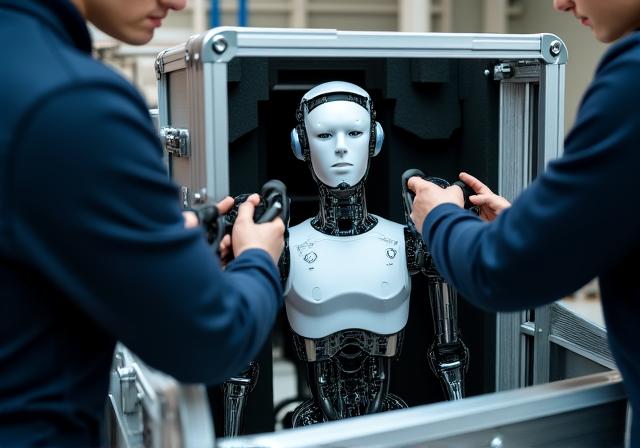 精密ロボットの特殊梱包作業